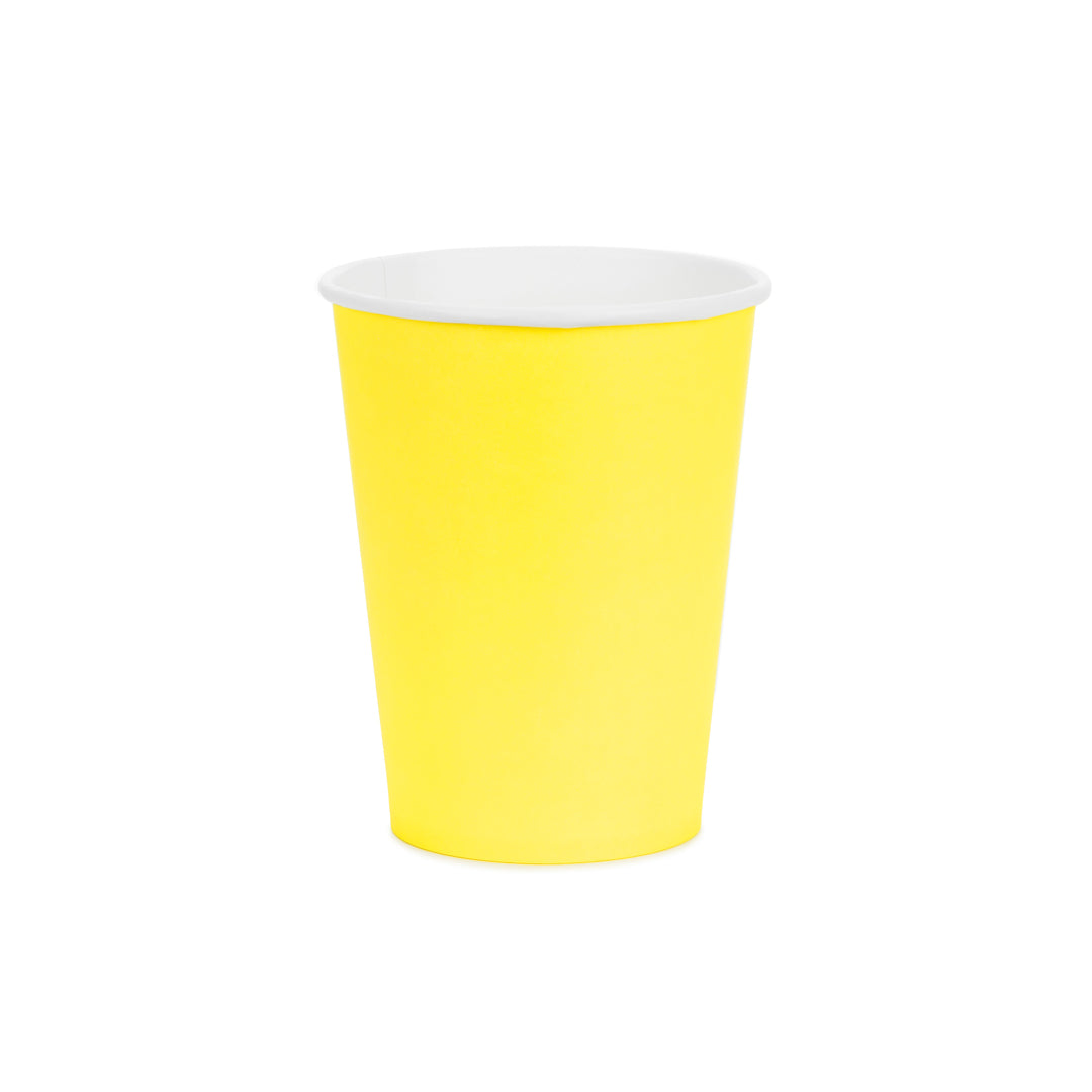 Vasos de Papel Lisos Amarillo 250 ml | Set 6 uds.