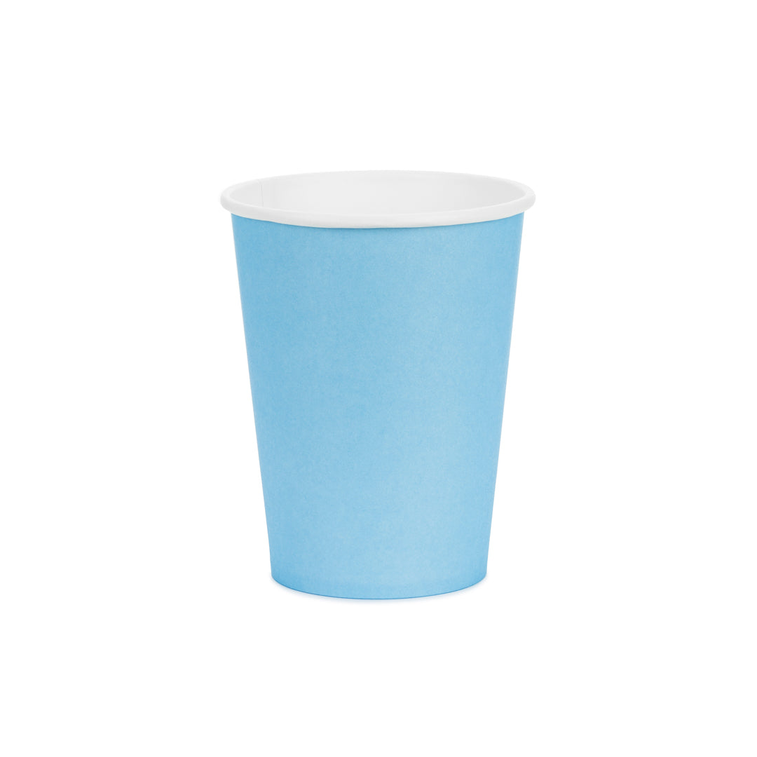 Vasos de Papel Lisos Azul Pastel 250 ml | Set 6 uds.
