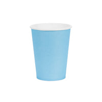 Vasos de Papel Lisos Azul Pastel 250 ml | Set 6 uds.