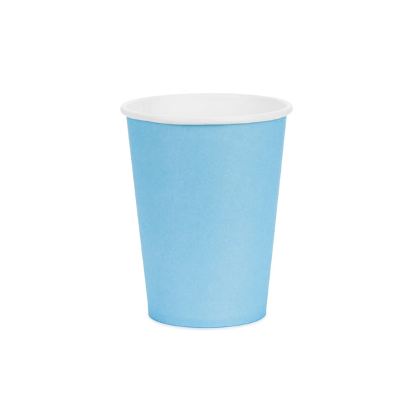 Vasos de Papel Lisos Azul Pastel 250 ml | Set 6 uds.