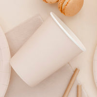 Vasos de Papel Lisos Beis 250 ml | Set 6 uds.