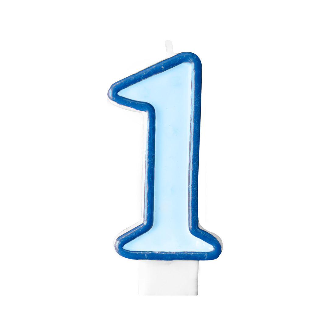 vela de cumpleaños número 1 en color azul para primer cumpleaños