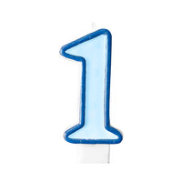 vela de cumpleaños número 1 en color azul para primer cumpleaños
