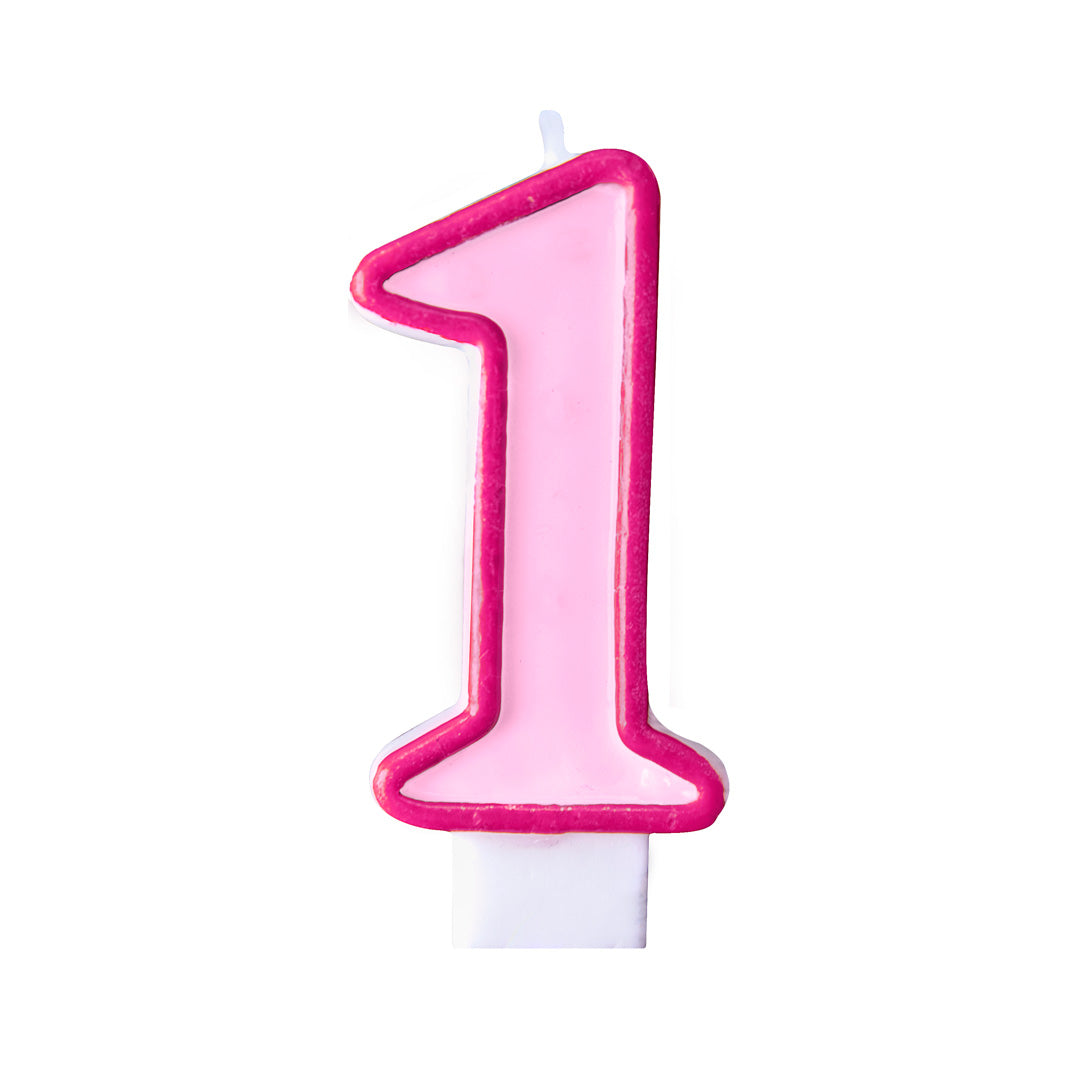 vela de cumpleaños número 1 en color rosa para primer cumpleaños