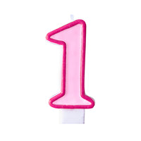 vela de cumpleaños número 1 en color rosa para primer cumpleaños