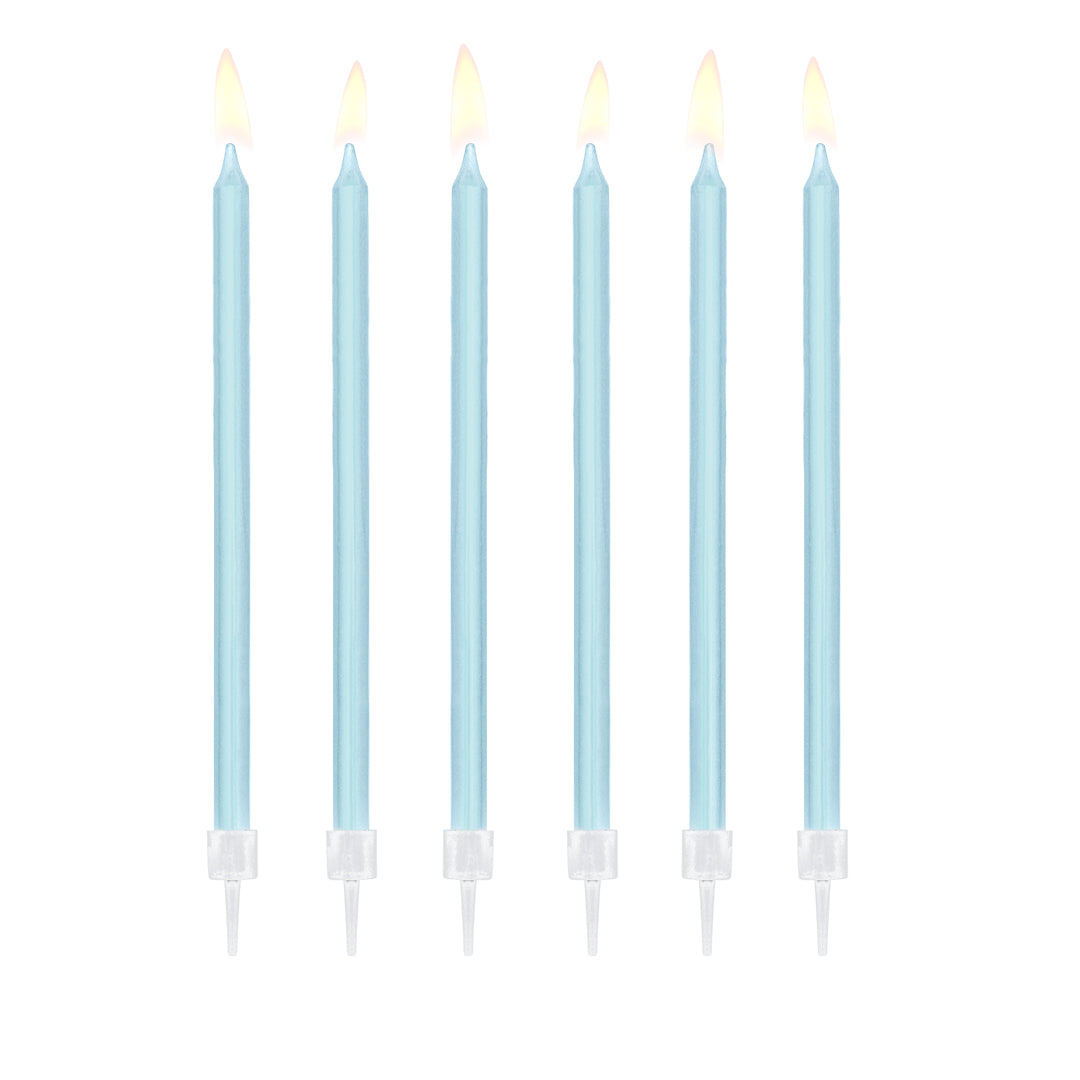 detalle de las velas de cumpleaños azules de 14 cm