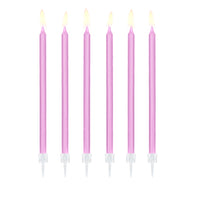 detalle de las velas de cumpleaños lilas de 14 cm