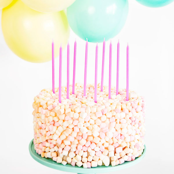 velas de cumpleaños lila de 14 cm