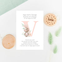 Yoyo de madera con tarjeta, como regalo para los invitados más peques en bautizos, de la colección Inicial