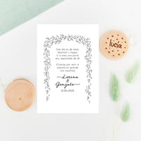 Yoyo de madera con tarjeta, como regalo para los invitados más peques en bodas, de la colección Bosque Secreto