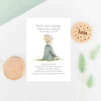 Yoyo de madera con tarjeta, como regalo para los invitados más peques en comuniones, de la colección boho