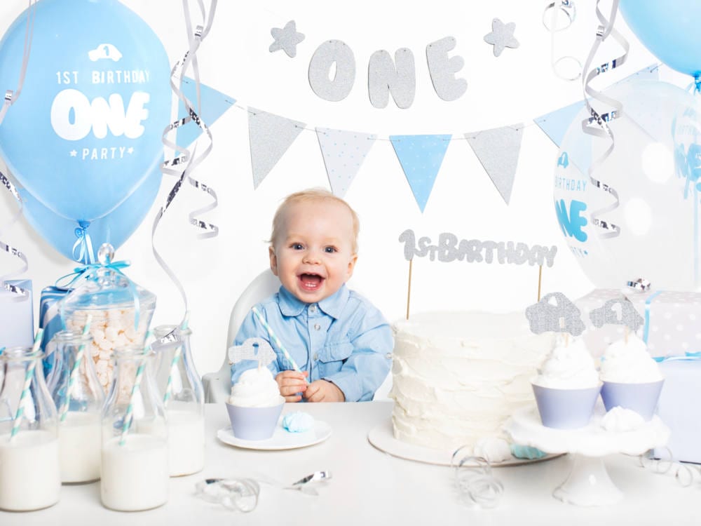 21 piezas Globos azules decoraciones para fiesta de 1er cumpleaños,  decoración de primer cumpleaños para bebé de 1 año, Moda de Mujer