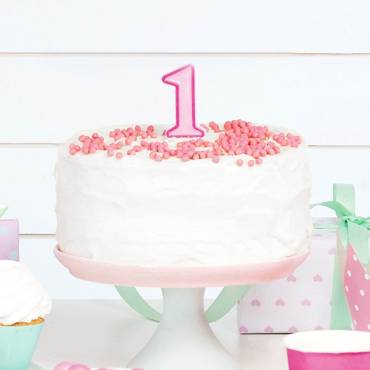 Velas de pastel de cumpleaños número 1, vela de cumpleaños número 3D,  decoración de pastel de primer cumpleaños (rosa)